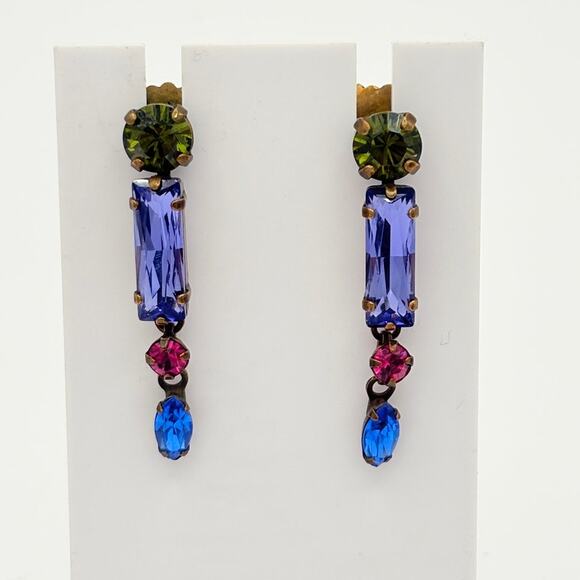 Sorrelli Jewelry - Sorrelli Multicolor Crystal Drop Earrings Brass Tone Swarovski 2000s Jewelry